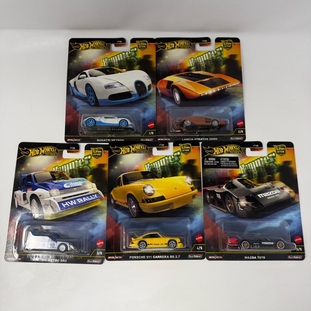 Hot Wheels Premium Car Culture Hammer Drop Complete Set Bugatti Veyron Porsche